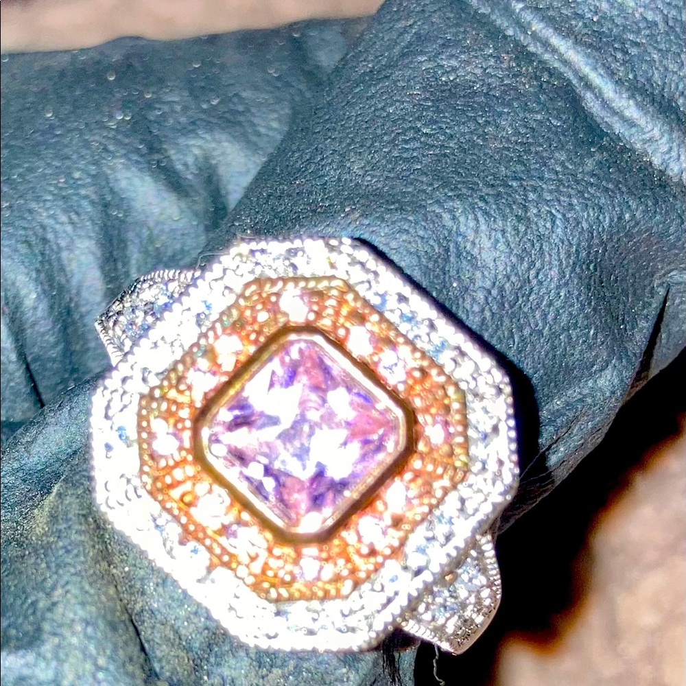 Vintage Costume chocolate lavendar ring w/diamonds